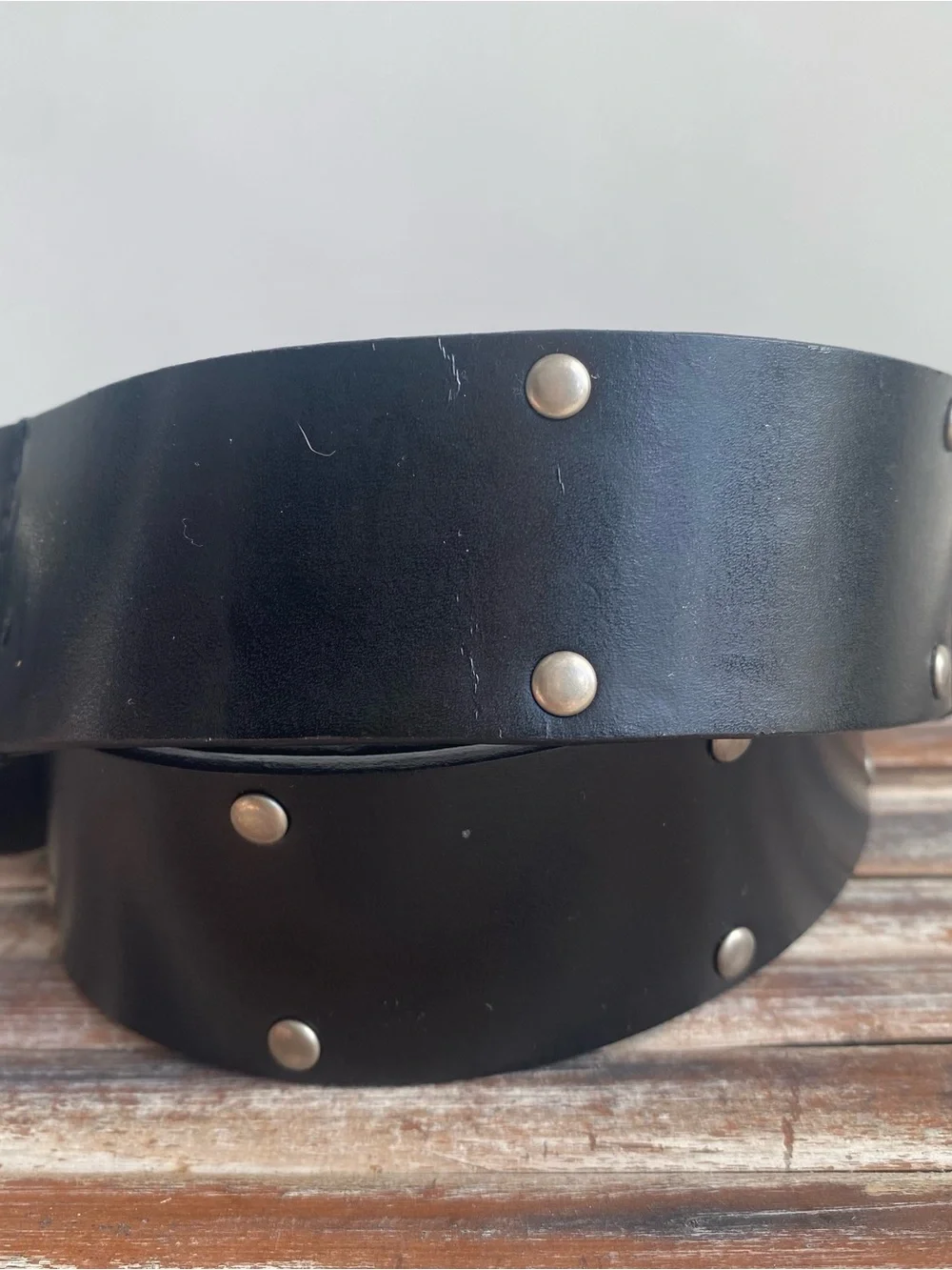 Big Texas red metal buckle black leather studded belt western festival cowboy XL